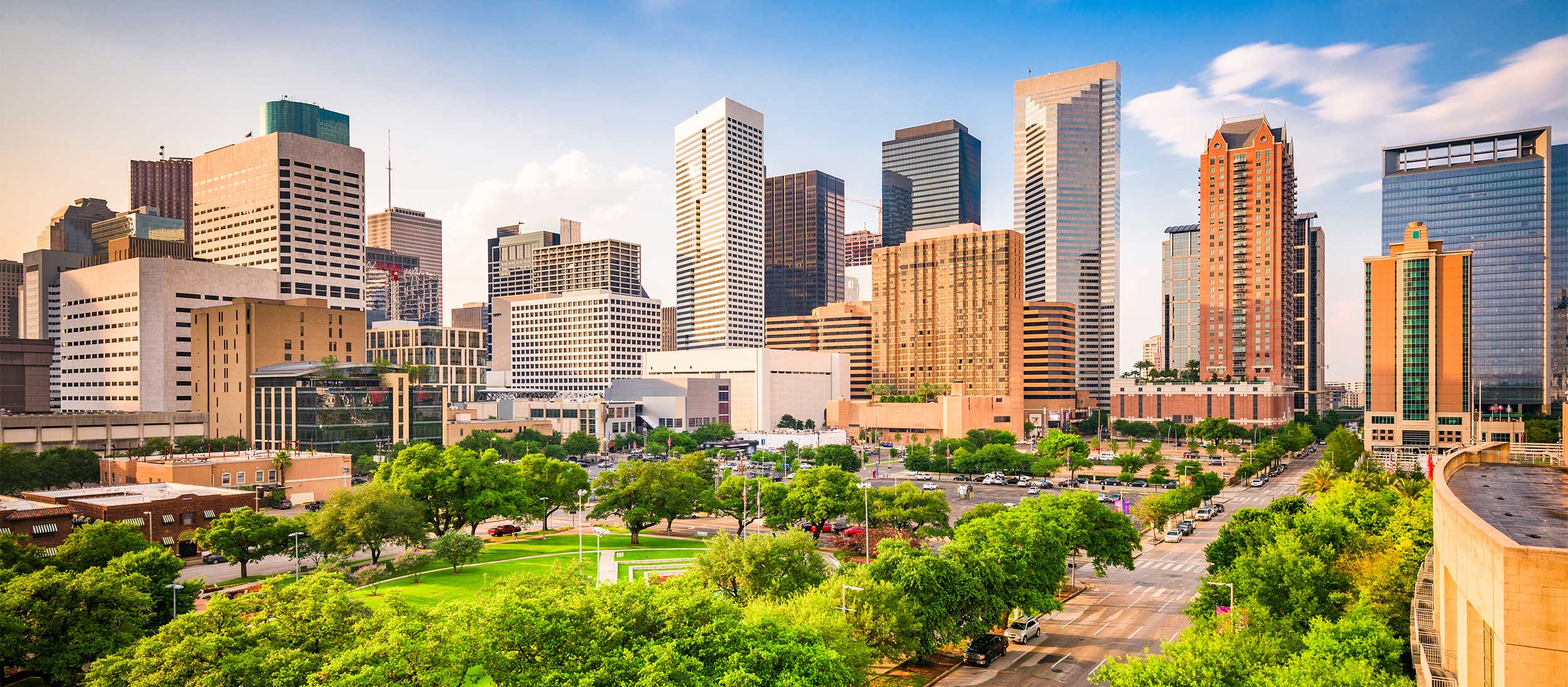 Houston job fairs with Houston, Texas skyline